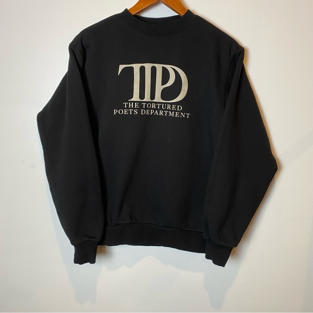 Taylor Swift Black Crew Neck TTPD Pullover Sweater Offical